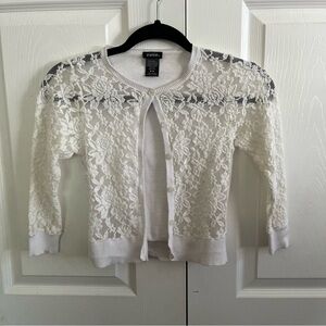 5 for $25! Zunie White Lace Cardigan